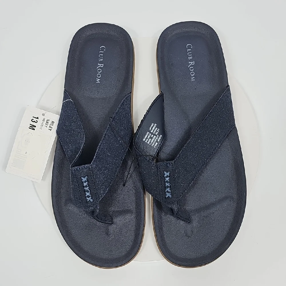 Club Room Riley Flip Flop Sandals Navy Comfort Thong Slides 13M NWT Beach Resort